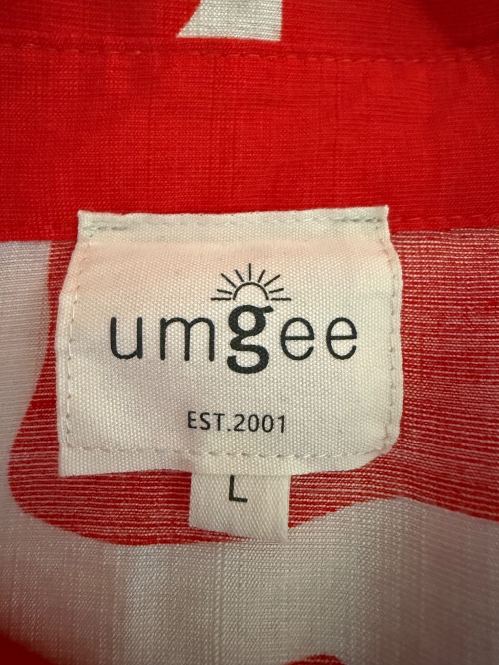 Umgee Red Abstract Print Oversized Button Front Blouse L NWOT - Picture 12 of 16